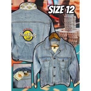 NWT Vintage Hard Rock Cafe Save The Planet New York Denim Jean Jacket size 12